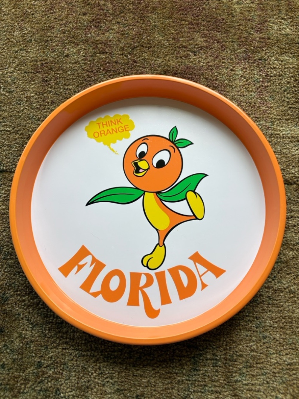 Disney Florida Orange Bird Serving Tray - Orange and White New 11.5 in diameter